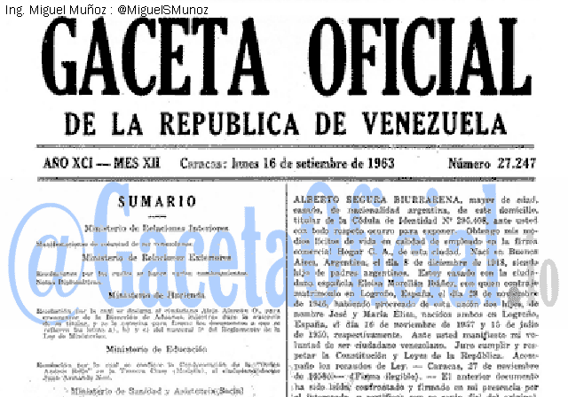 Gaceta Oficial 27247 del 16 Septiembre 1963