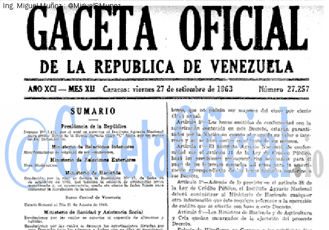 Gaceta Oficial 27257 del 27 Septiembre 1963