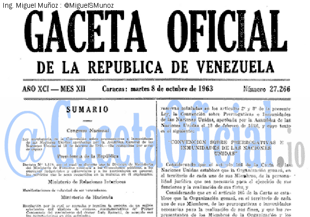 Gaceta Oficial 27266 del 8 Octubre 1963