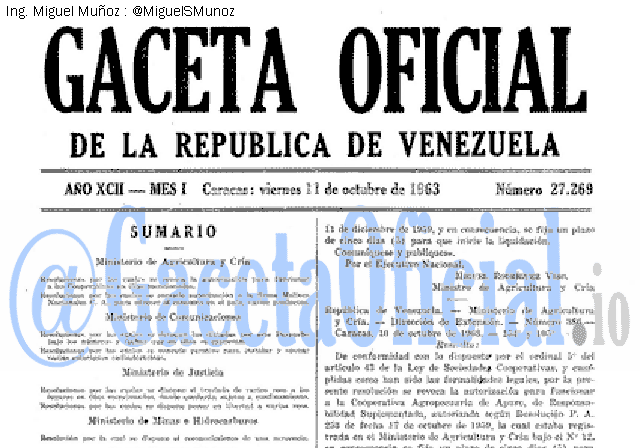 Gaceta Oficial 27269 del 11 Octubre 1963