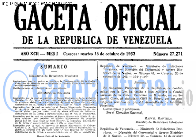 Gaceta Oficial 27271 del 15 Octubre 1963