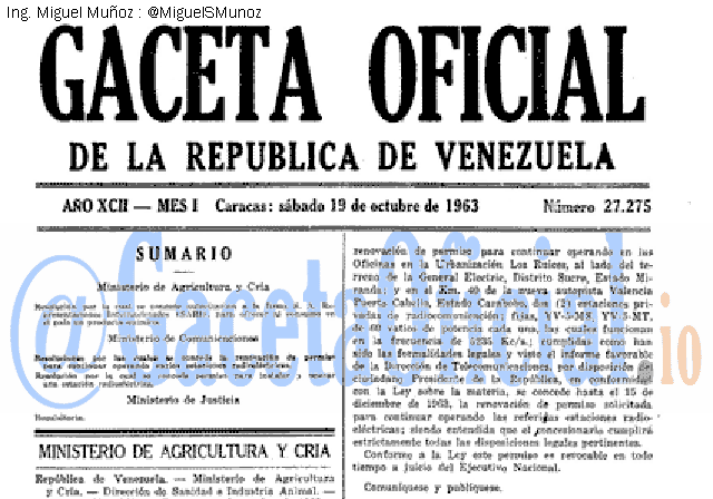 Gaceta Oficial 27275 del 19 Octubre 1963