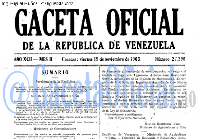 Gaceta Oficial 27296 del 15 Noviembre 1963