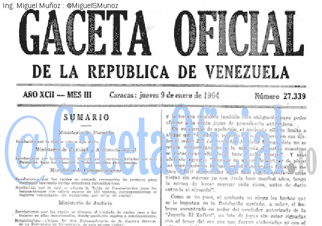 Gaceta Oficial 27339 del 9 Enero 1964