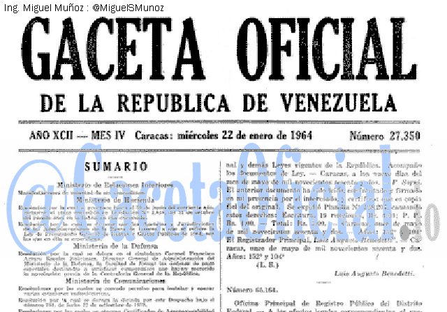 Gaceta Oficial 27350 del 22 Enero 1964
