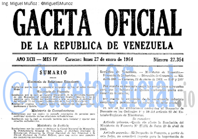 Gaceta Oficial 27354 del 27 Enero 1964