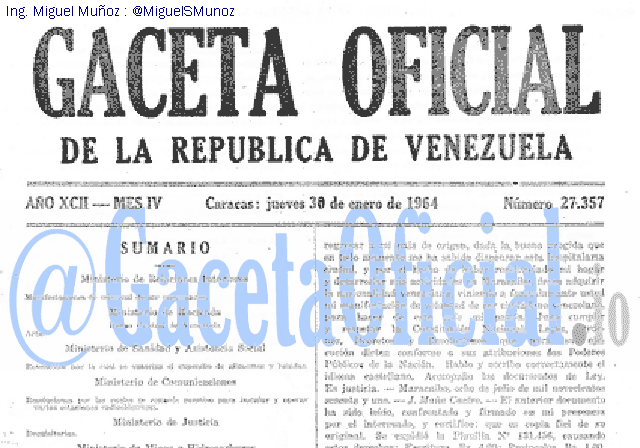 Gaceta Oficial 27357 del 30 Enero 1964