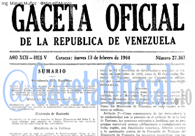 Gaceta Oficial 27367 del 13 Febrero 1964