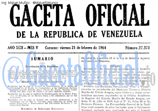Gaceta Oficial 27373 del 21 Febrero 1964