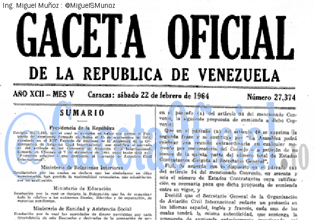 Gaceta Oficial 27374 del 22 Febrero 1964