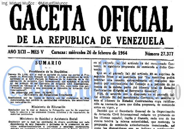 Gaceta Oficial 27377 del 26 Febrero 1964