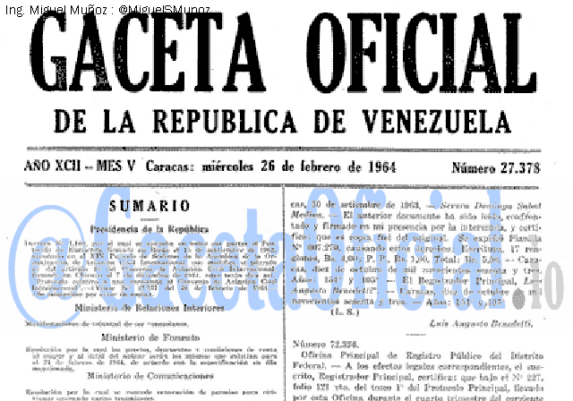 Gaceta Oficial 27378 del 26 Febrero 1964