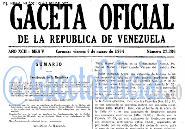 Gaceta Oficial 27386 del 6 Marzo 1964