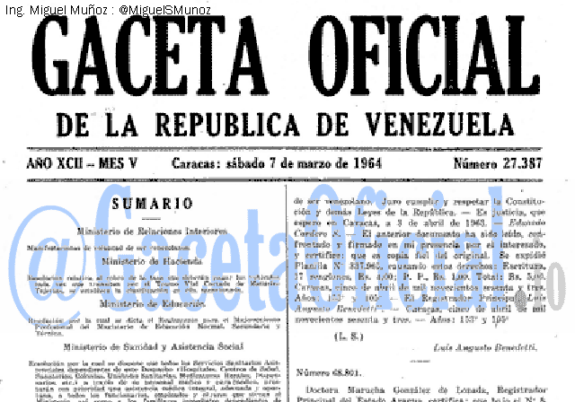 Gaceta Oficial 27387 del 7 Marzo 1964
