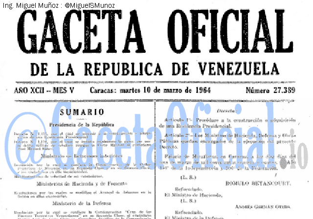 Gaceta Oficial 27389 del 10 Marzo 1964