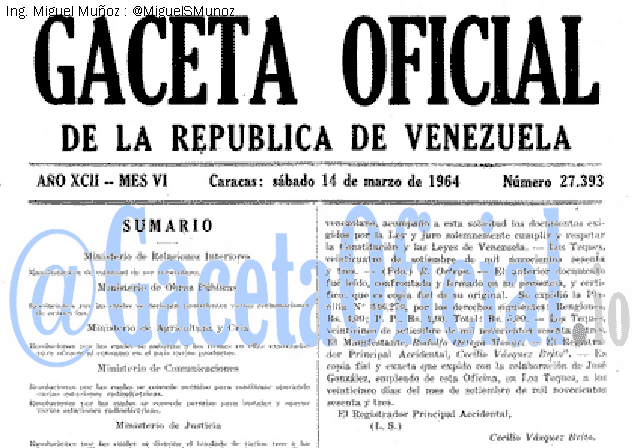 Gaceta Oficial 27393 del 14 Marzo 1964