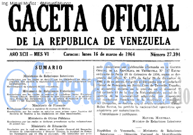 Gaceta Oficial 27394 del 16 Marzo 1964