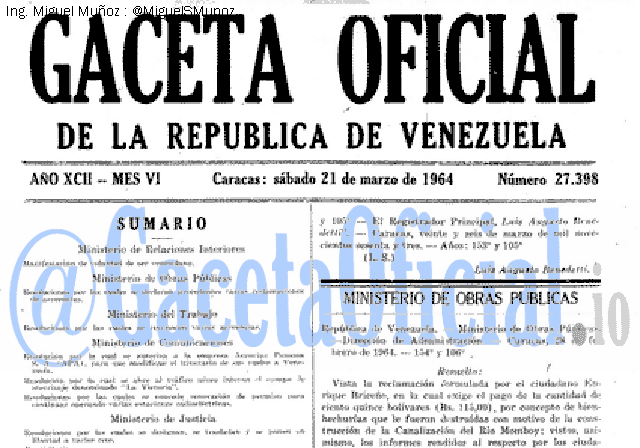 Gaceta Oficial 27398 del 21 Marzo 1964