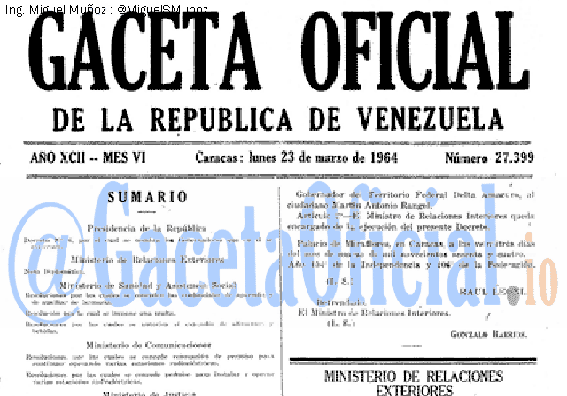 Gaceta Oficial 27399 del 23 Marzo 1964