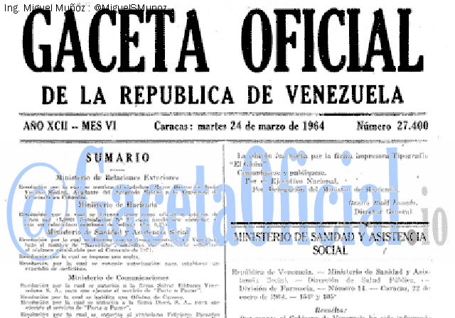 Gaceta Oficial 27400 del 24 Marzo 1964