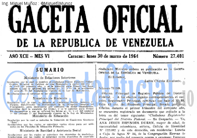 Gaceta Oficial 27401 del 30 Marzo 1964