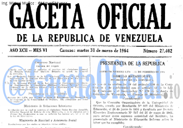 Gaceta Oficial 27402 del 31 Marzo 1964