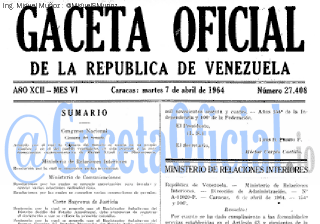 Gaceta Oficial 27408 del 7 Abril 1964
