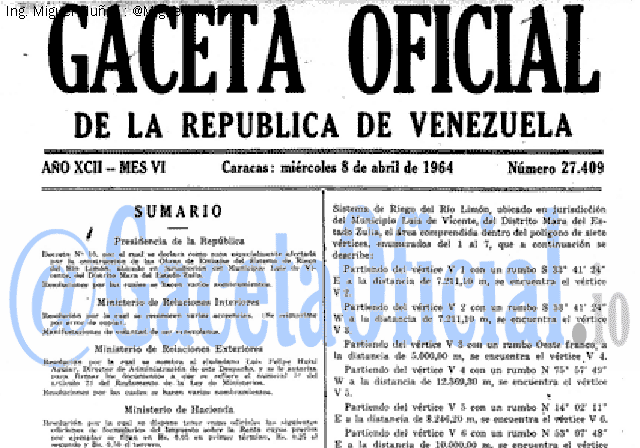 Gaceta Oficial 27409 del 8 Abril 1964