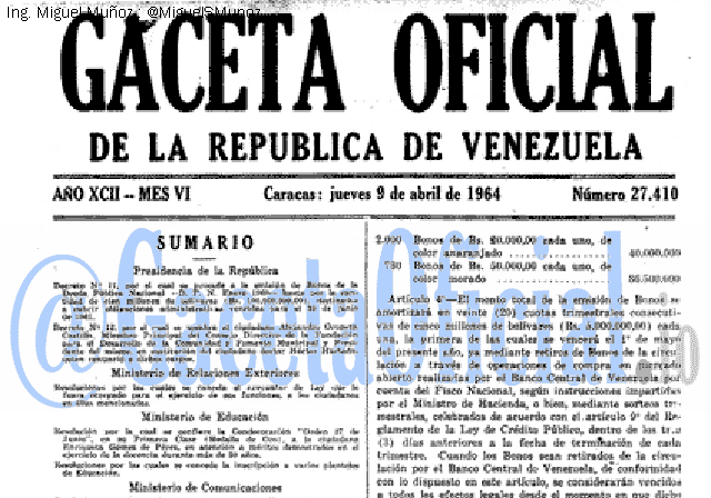 Gaceta Oficial 27410 del 9 Abril 1964
