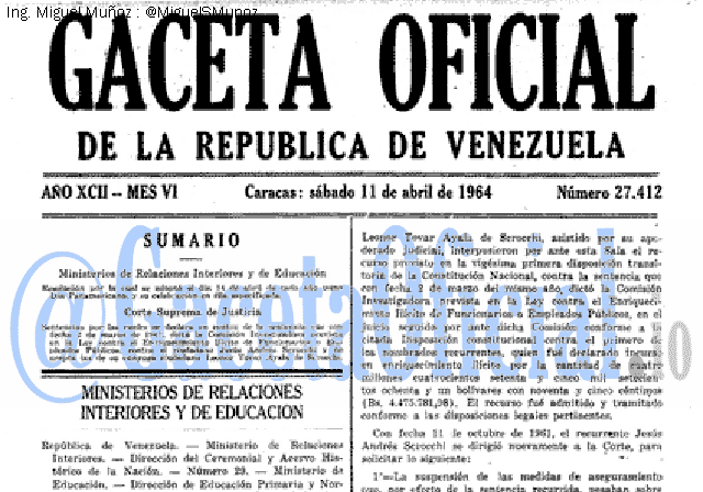 Gaceta Oficial 27412 del 11 Abril 1964