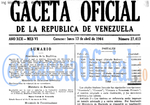 Gaceta Oficial 27413 del 13 Abril 1964