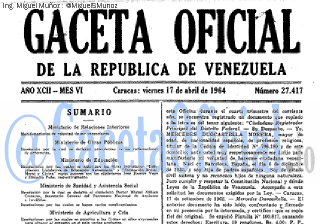 Gaceta Oficial 27417 del 17 Abril 1964