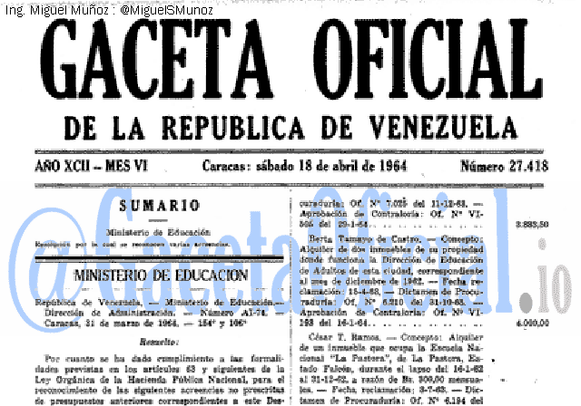 Gaceta Oficial 27418 del 18 Abril 1964