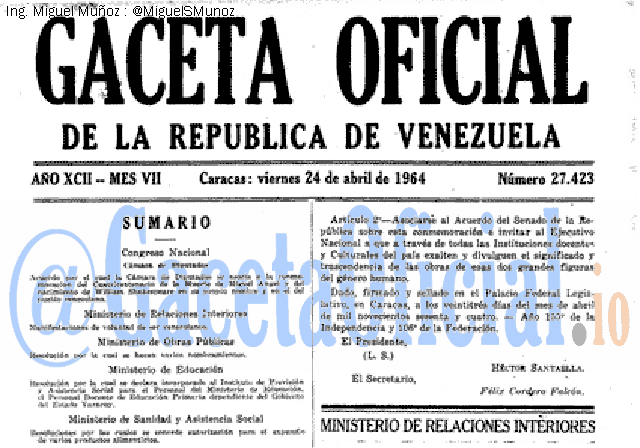 Gaceta Oficial 27423 del 24 Abril 1964