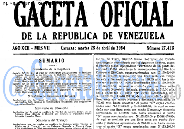 Gaceta Oficial 27426 del 28 Abril 1964