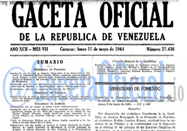Gaceta Oficial 27436 del 11 Mayo 1964