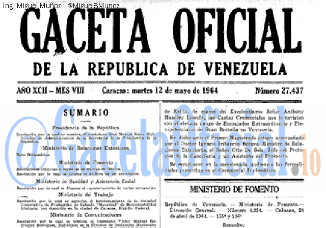 Gaceta Oficial 27437 del 12 Mayo 1964