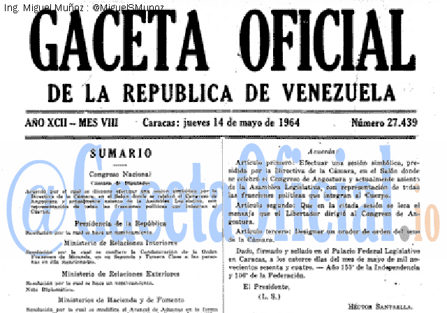 Gaceta Oficial 27439 del 14 Mayo 1964