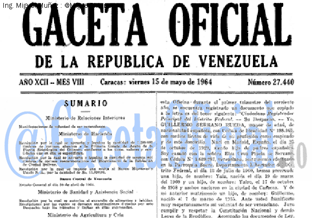 Gaceta Oficial 27440 del 15 Mayo 1964
