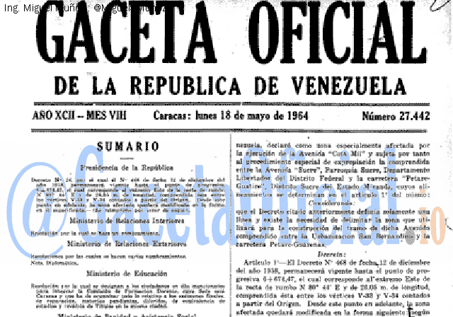 Gaceta Oficial 27442 del 18 Mayo 1964