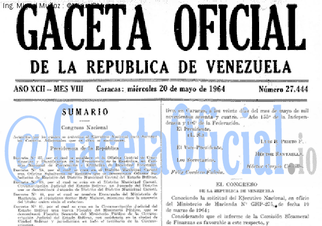 Gaceta Oficial 27444 del 20 Mayo 1964