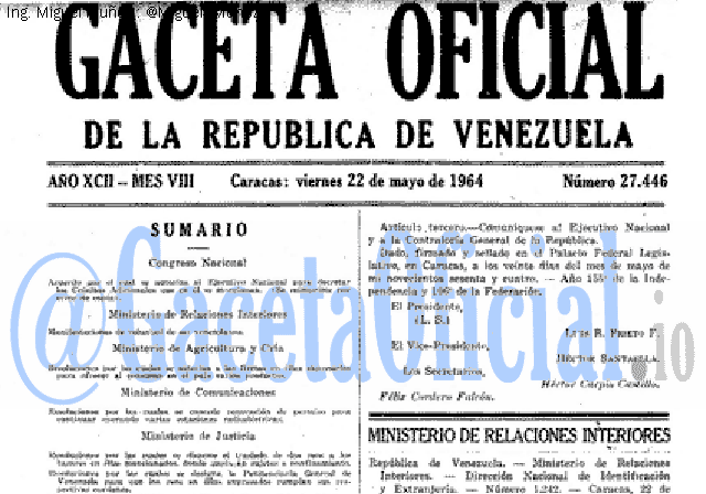 Gaceta Oficial 27446 del 22 Mayo 1964