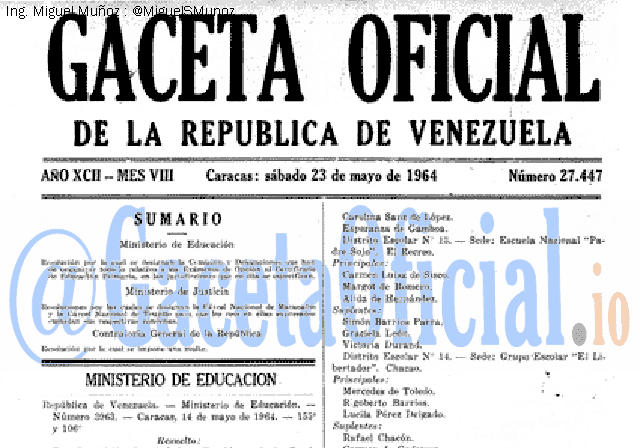Gaceta Oficial 27447 del 23 Mayo 1964