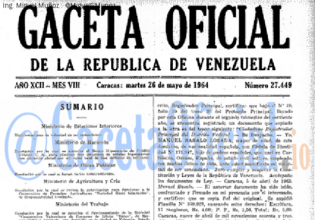 Gaceta Oficial 27449 del 26 Mayo 1964