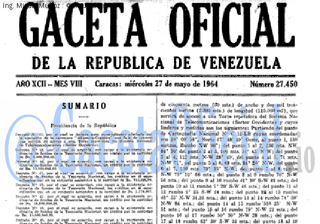 Gaceta Oficial 27450 del 27 Mayo 1964