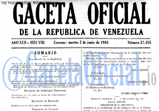 Gaceta Oficial 27455 del 2 Junio 1964