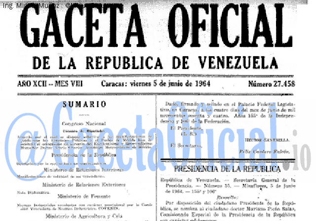 Gaceta Oficial 27458 del 5 Junio 1964