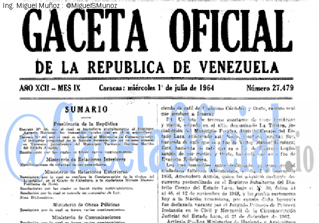 Gaceta Oficial 27479 del 1 Julio 1964