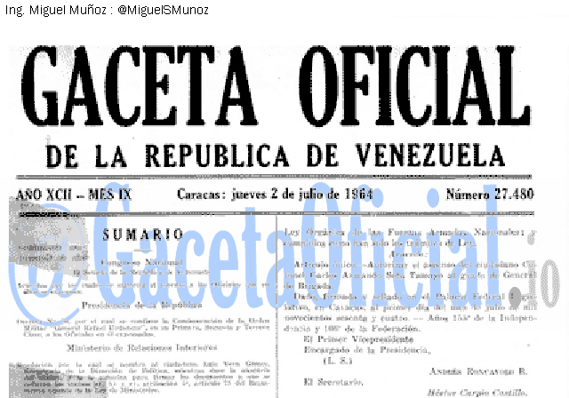 Gaceta Oficial 27480 del 2 Julio 1964
