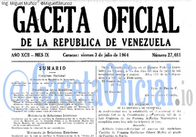 Gaceta Oficial 27481 del 3 Julio 1964